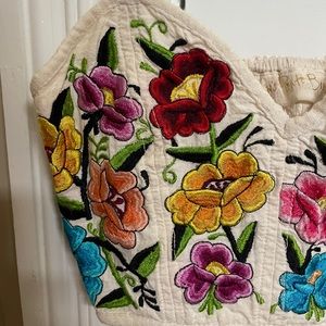 Floral embroidered crop top